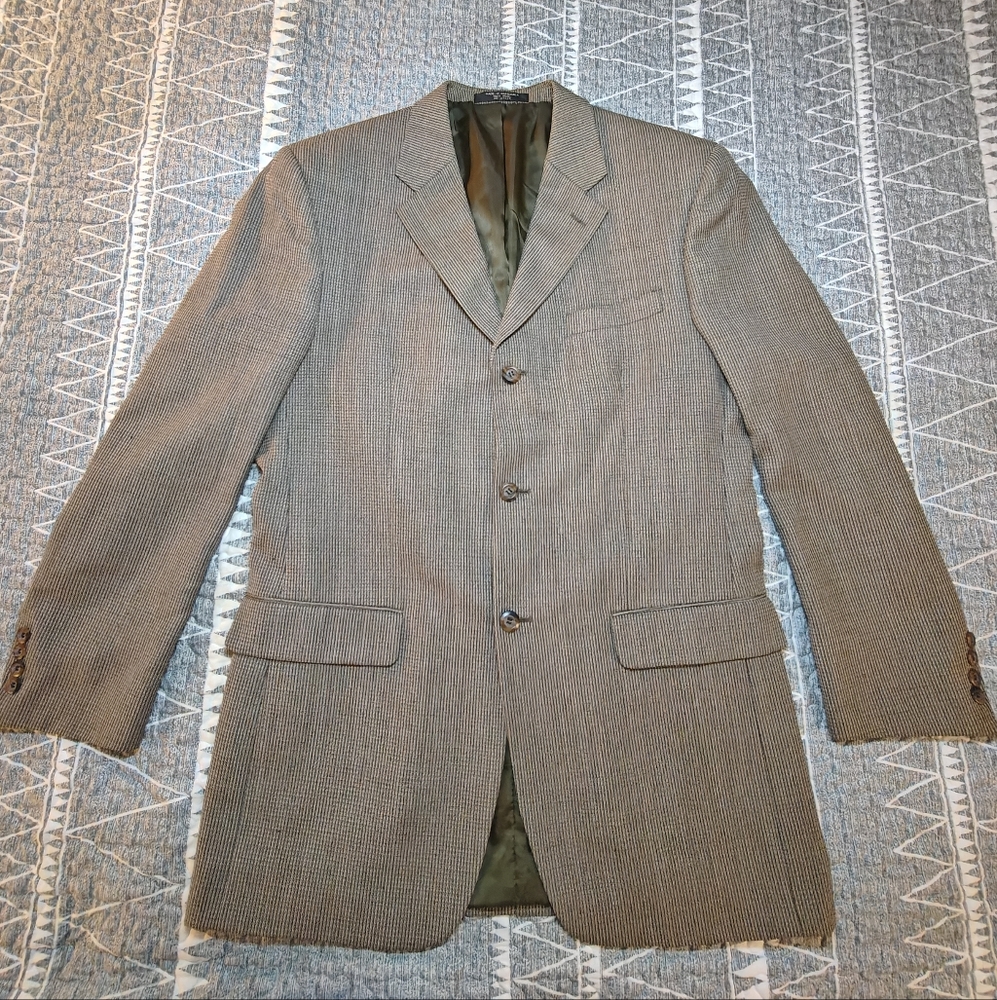 Jones New York Blazer 100% Wool Brown Suit Size 44R - RN 47338 Made In Guatemala